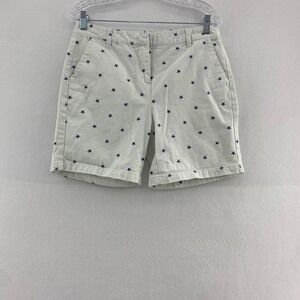 IZOD Star Print Chino Shorts Casual Everyday‎ White Cotton Size 8 Patriotic